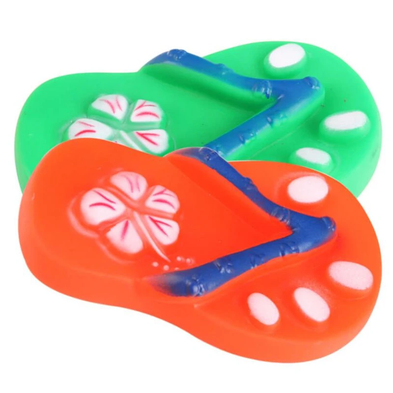 1 Piece Random Color Rubber Pet Puppy Toy Chew Play Slipper Flip-flops Shape Squeaky Sound Cute for Small Dogs Supplies | Дом и сад