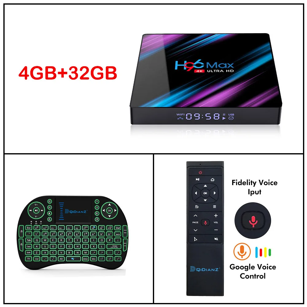 Luxury Pack ТВ приставка H96MAX Android 9,0 Смарт ТВ приставка Rockchip RK3318 4GB+ 32GB H.265 4K медиа-проигрыватель Google H96 MAX телеприставка PK X96 hk1 max - Цвет: Luxury Pack