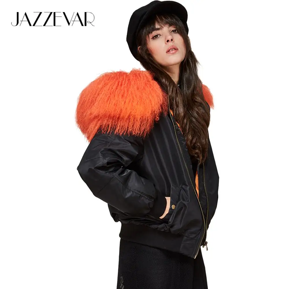 JAZZEVAR 2019 Новая зимняя куртка модная уличная женская куртка-бомбер с капюшоном