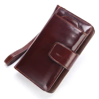 new men purse genuine leather wallet mens clutch bag long multi function mobile phone bag cow leather male card holder