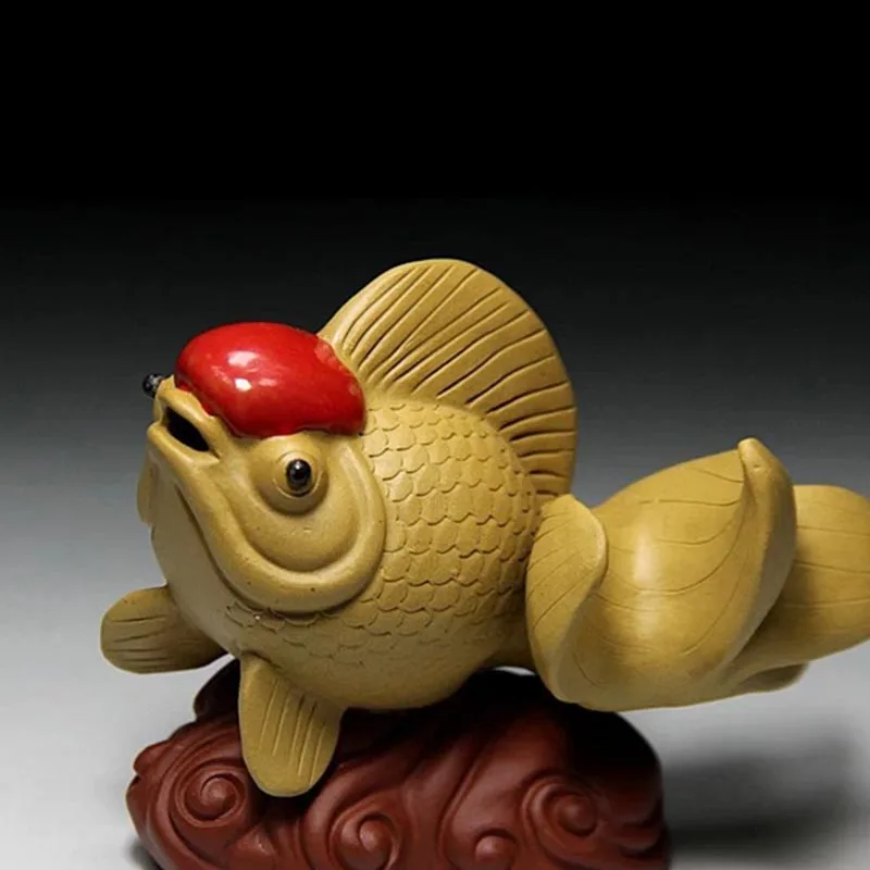 Подлинная фиолетовая глина Yixing красивая рыба чай домашний питомец офисный