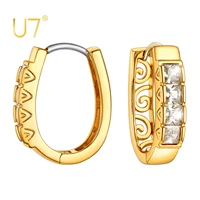u7 tiny gold hoop earrings cubic zirconia cuff earrings chunky hoops earrings for women teen girls gifts huggie stud e1027