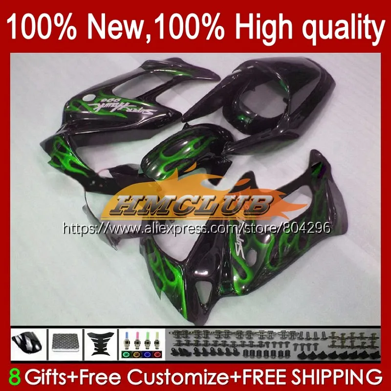 

VTR1000F комплект для HONDA SuperHawk VTR1000 F 21No.101 VTR 1000 F 1000F зеленый пламя 1997 1998 1999 2000 2001 97 02 03 04 05 обтекатель