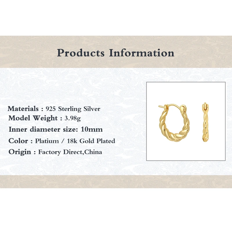 

VINY Silver 925 Jewelry Earrings For Women Twist Hoop Earring Gold/Silver Jewelry 2021 Trend Aretes De Mujer Oorbel Diamant Fine