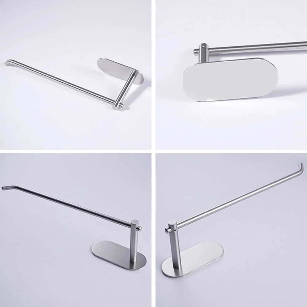 

Punch-free Self-adhesive Toilet Paper Holder Stainless Steel Towel Rack Rag Holder Roll Paper Hanging Shelf For Kitchen Bathroom