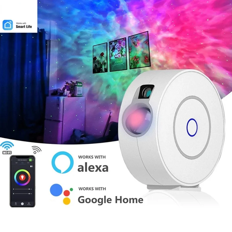 

New Smart Star Projector WiFi Laser Starry Sky Projector Waving Led Colorful Car Home Atmosphere Light Wireless Control Alexa