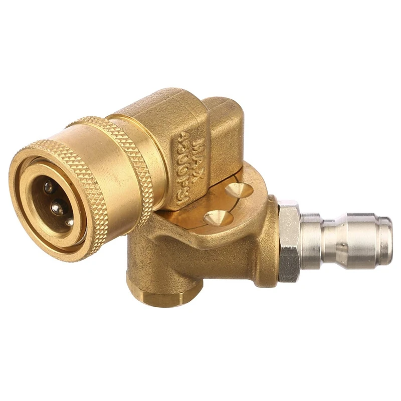 

Quick Connecting Pivoting Coupler For Pressure Washer Spray Nozzle, Cleaning Hard To Reach Areas, 4500 Psi, 1/4 Inch, Updated 90