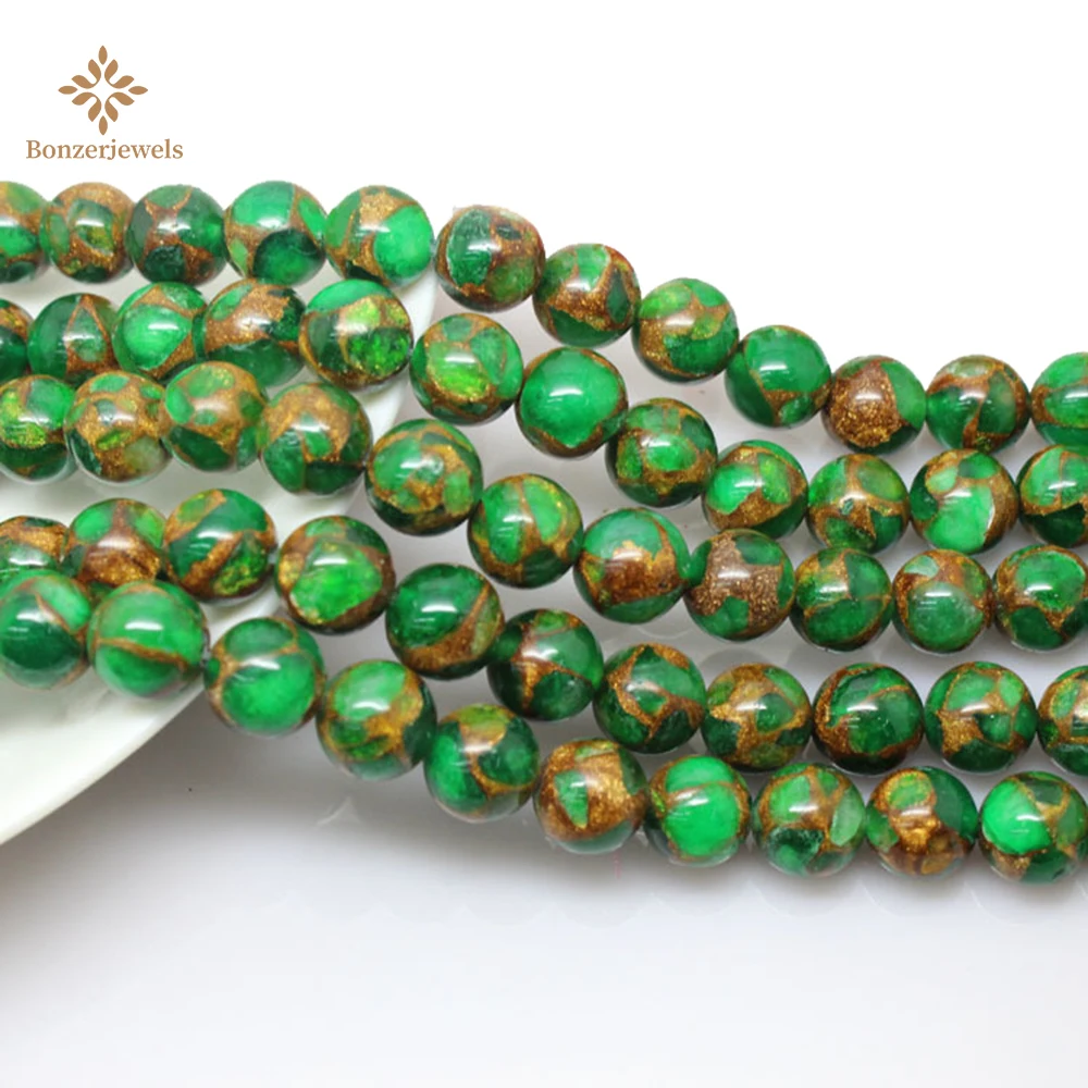

Wholesale Natural Green Cloisonne Stone Round Loose Beads 15 Inches Strand 6 8 10mm Pick Size For Jewelry Making DIY Bracelet