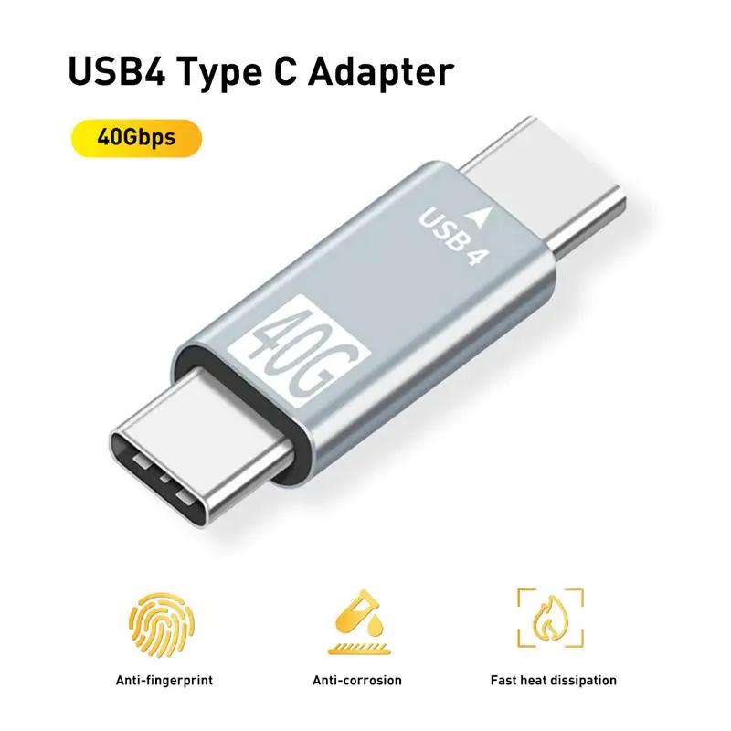 

USB 4.0 Type C Adapter USB C 40Gbps Data Sync Adapter Type-C Male to Male Converter Type-C Extension Cable