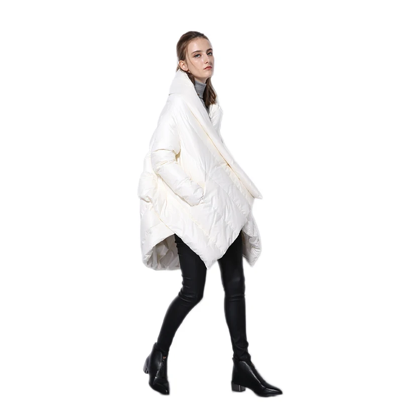 Новинка 2020 Модный женский пуховик парка плащи Европейский дизайн Асимметричная
