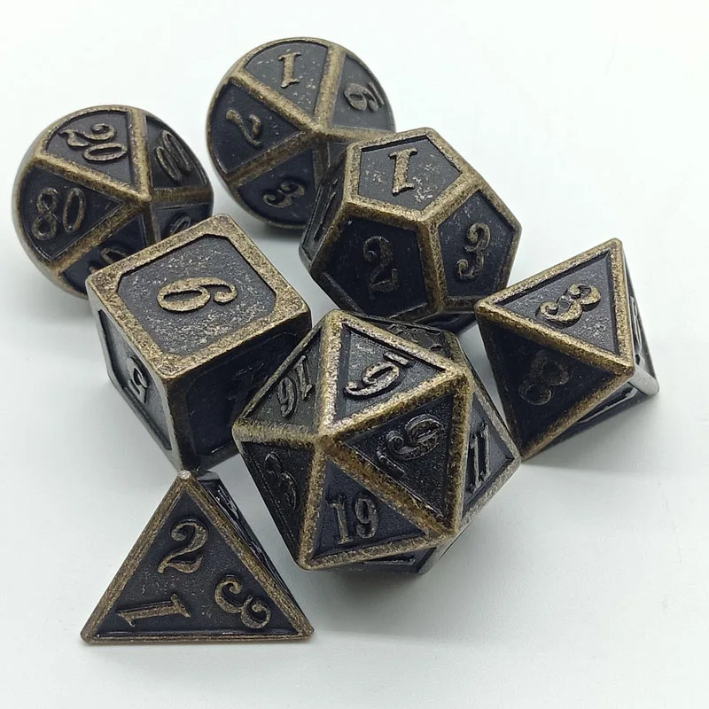 

Metal dice set polyhedron D4 D6 D8 D10 D12 D20 suitable for DND role playing RPG MTG board game