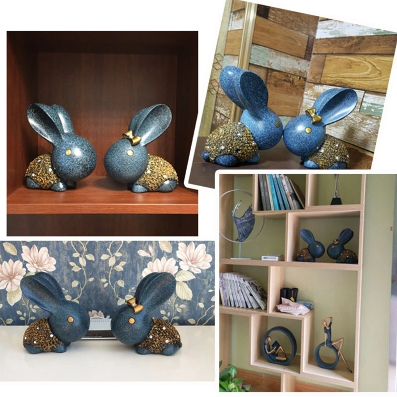 

2pcs Cute Easter Rabbit Bunny Ornaments Micro Landscape Figurine Resin Craft Miniature Fairy Garden Decorations