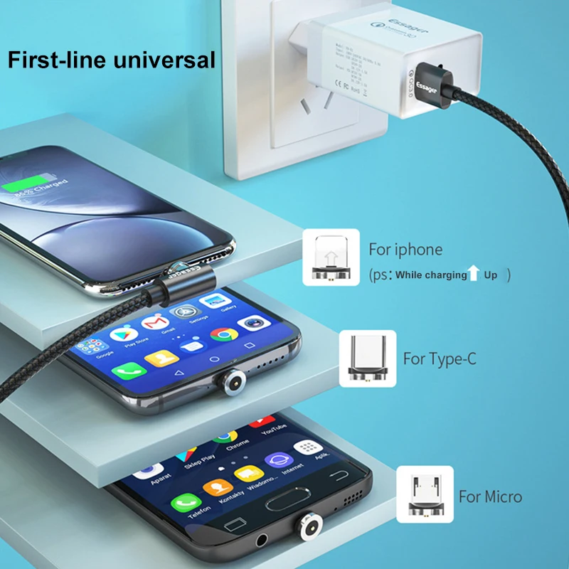 Магнитный кабель USB Type C зарядный для Samsung iPhone 11 Huawei Mate 30 зарядное устройство
