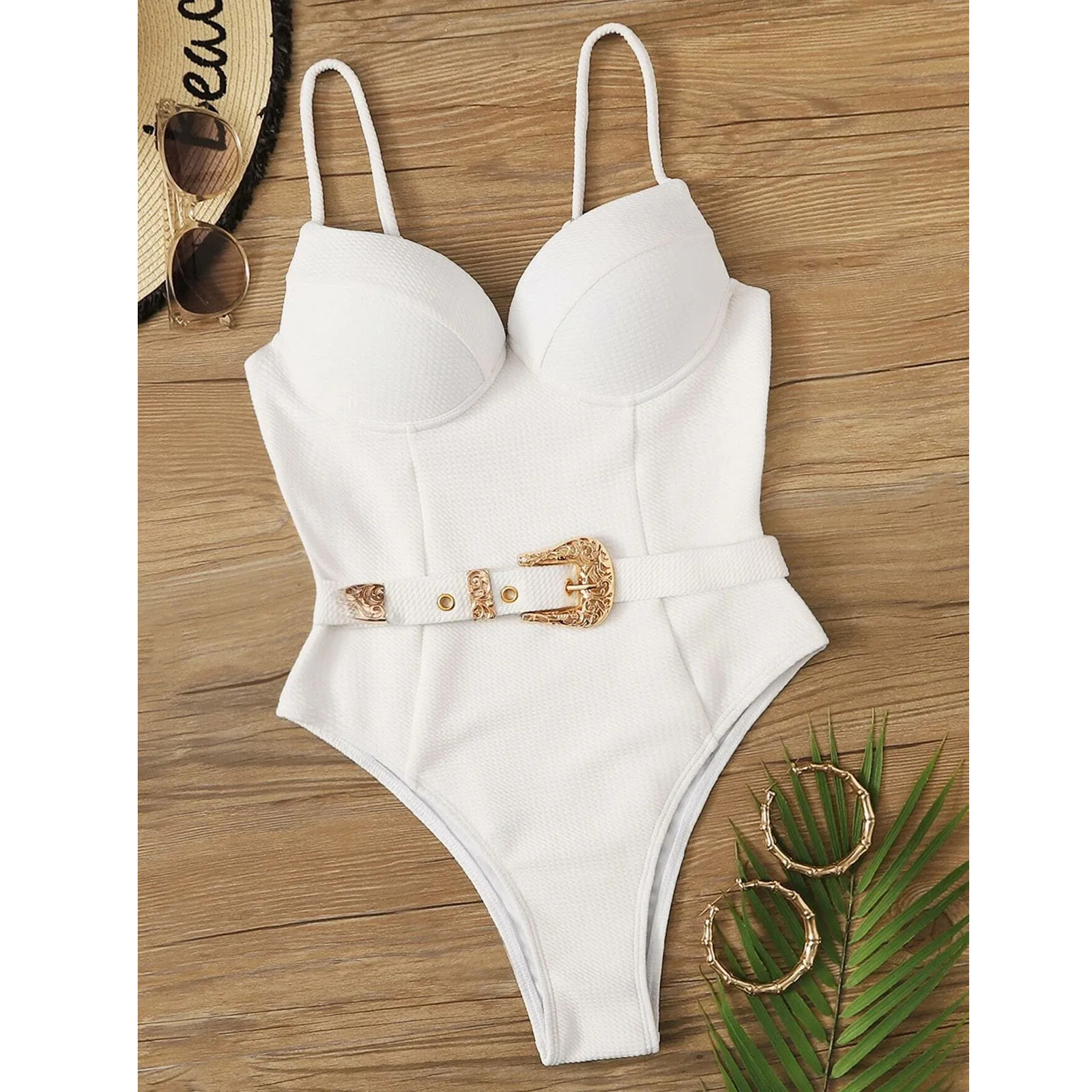 Женская одежда для плавания 2021 цельный стальной бикини со складками на талии