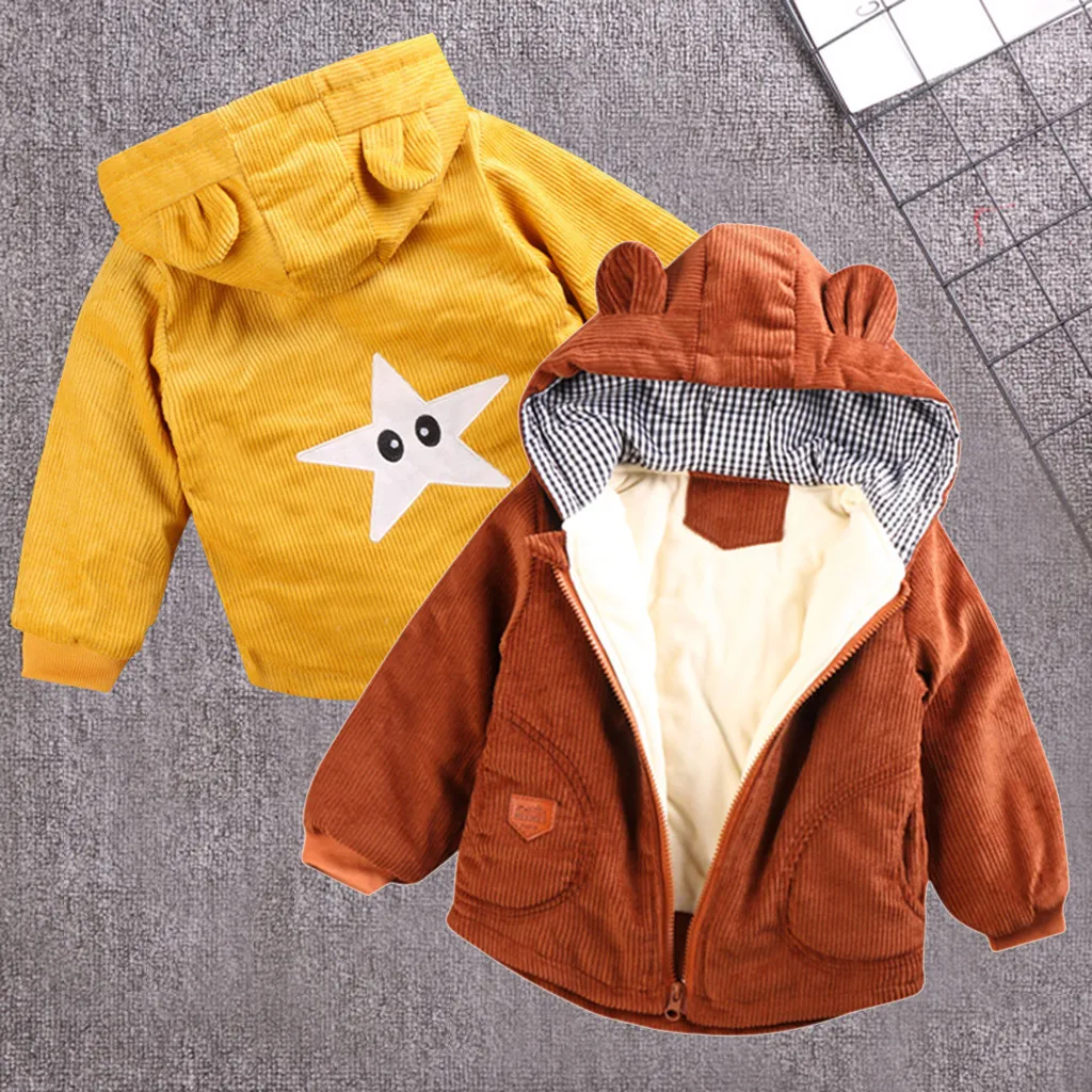 

2021 New Toddler Girls Boys Winter Cartoon Windproof Coat Hooded Warm Outwear Jacket Winter Jacket For Baby Coats Kids Clothes