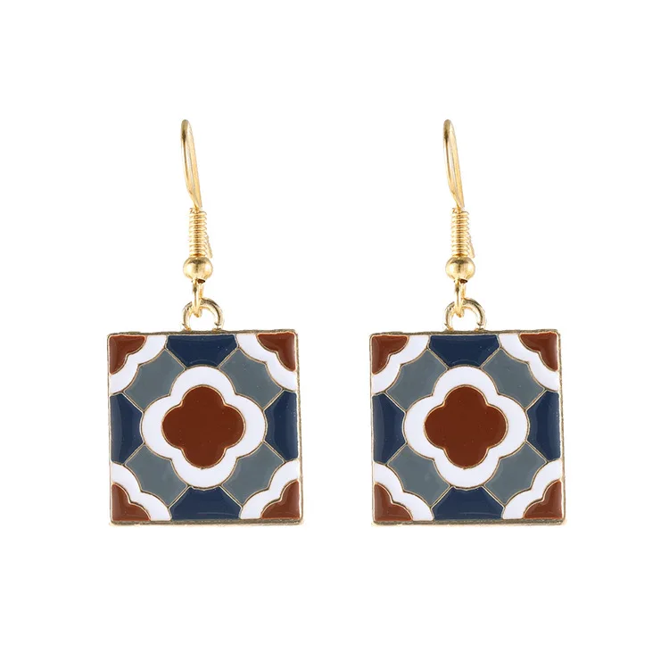 Bohemian temperament wild retro tile simple earrings | Украшения и аксессуары