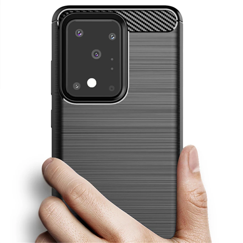 Гибкие защитные чехлы из углеродного волокна для Samsung Galaxy S20 Ultra Plus матовый