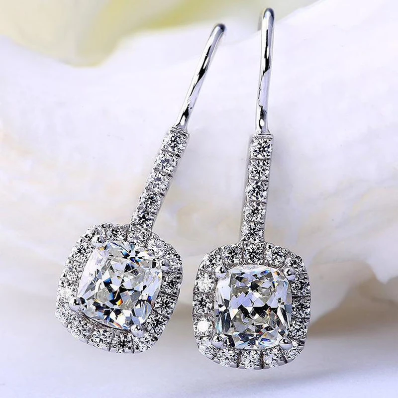 

Classic Design Plated Drop Earrings Dazzling Cubic Glass Filled Dangle For Women Wedding Party Elegant Jewelry D5D504