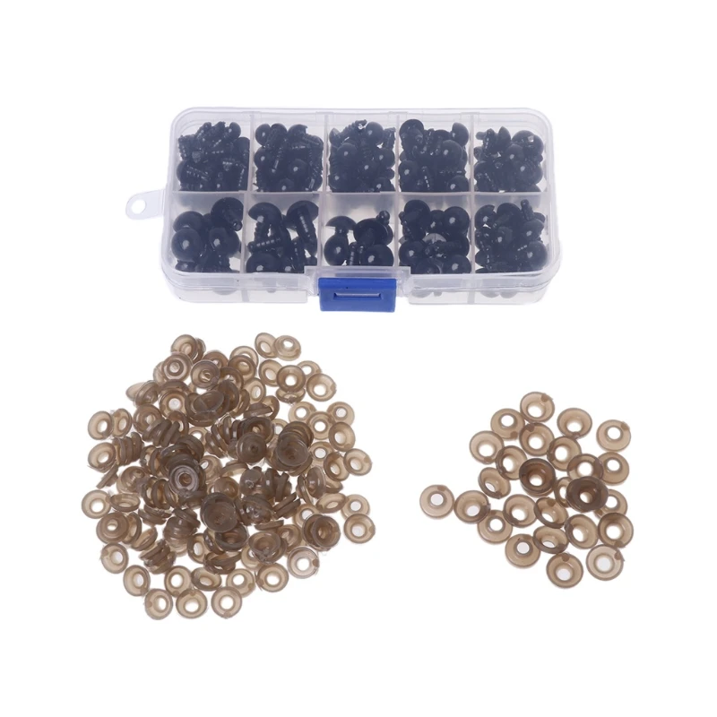 

160pcs 6-12mm Black Plastic Safety Eyes For Bear/Dolls/Toy Animal/Felting
