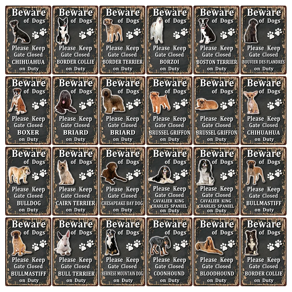 [Kelly66] Остерегайтесь собак боксеры Чихуахуа борзой оловянный плакат