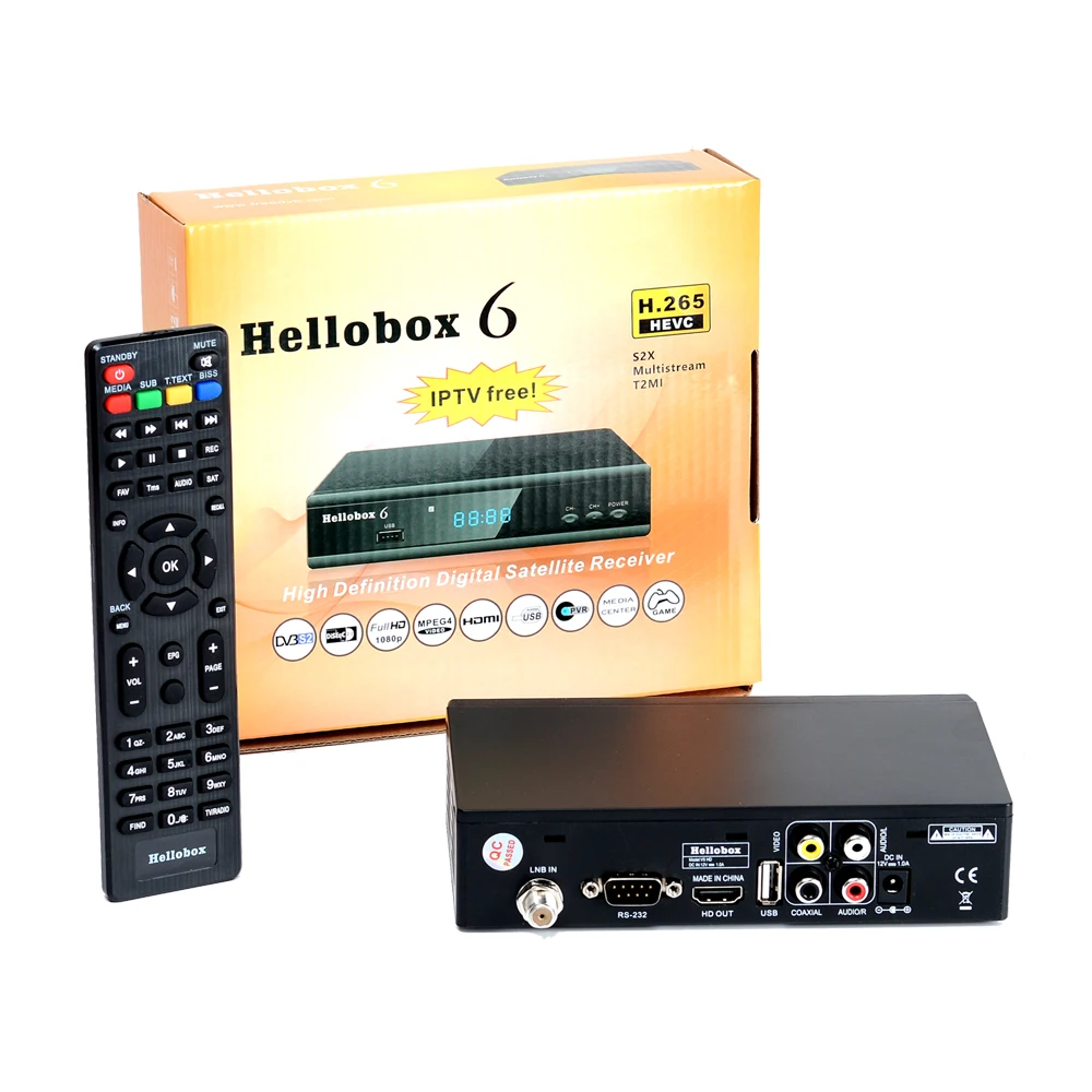 10 шт. новый спутниковый приемник Hellobox 6 Поддержка H.265 HEVC T2MI USB WiFi Cccam Newcamd IPTV