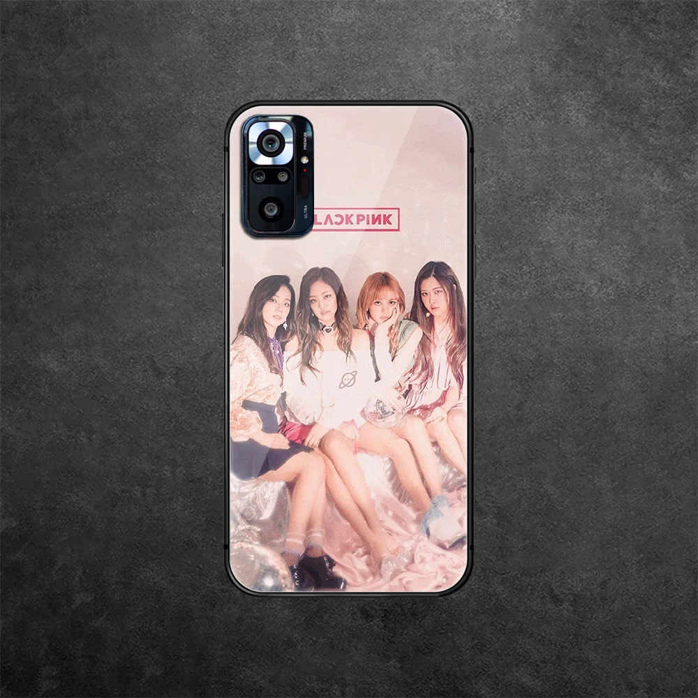

Black Pinks Kpop Tempered Glass Phone Case Cover For Xiaomi Redmi Note 7 8 9 10 A C T S Pro K 30 40 Hoesjes Painting