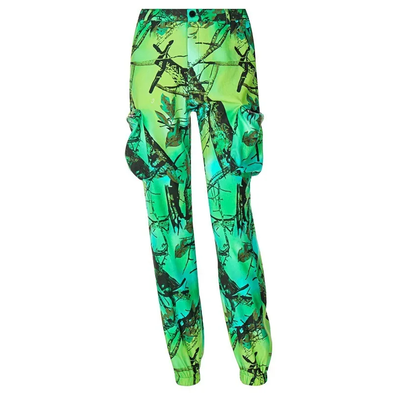 

Women Pants Overalls Capris Jogging Vintage Streetwear Camouflage Oversized Patchwork Ppockets Loose Pencil Trousers Spring 2021