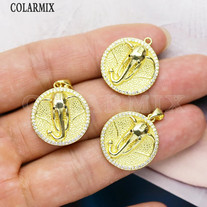 

12 шт., круглые подвески в форме слона, ювелирные изделия, подвеска из циркония, подвески для женщин, аксессуары, подвески 7301