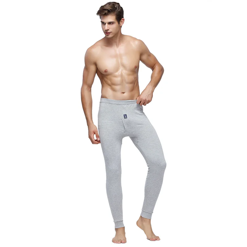 

2021 Autumn Winter Men's Underpants Solid Warm Thermal Underwear Pants 100%Cotton Soft Long Johns Pants Sexy Slim Sleep Trousers