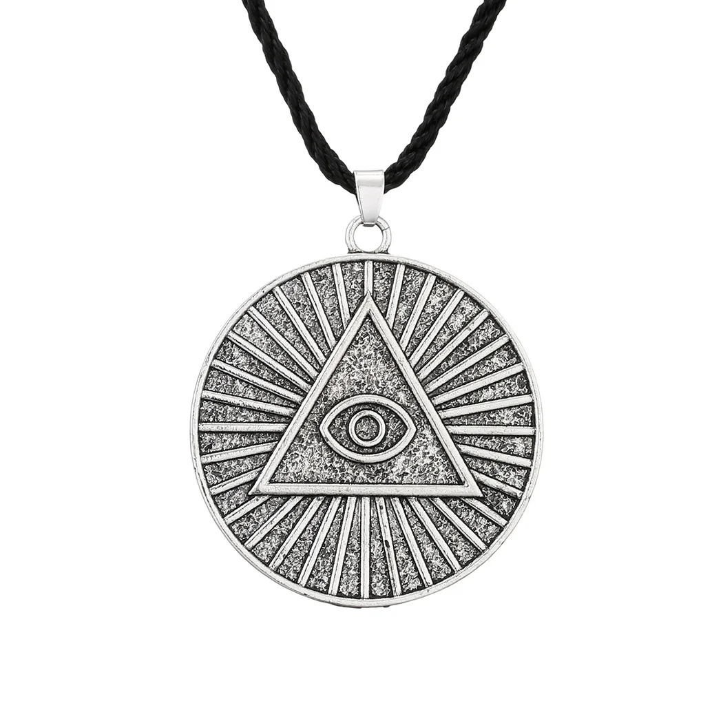 

Kinitial Vintage Masonic Pyramid Eye Pendent Necklace for Men Women Retro Daily Geometirc Jewelry Knight Templar Symbol Gift