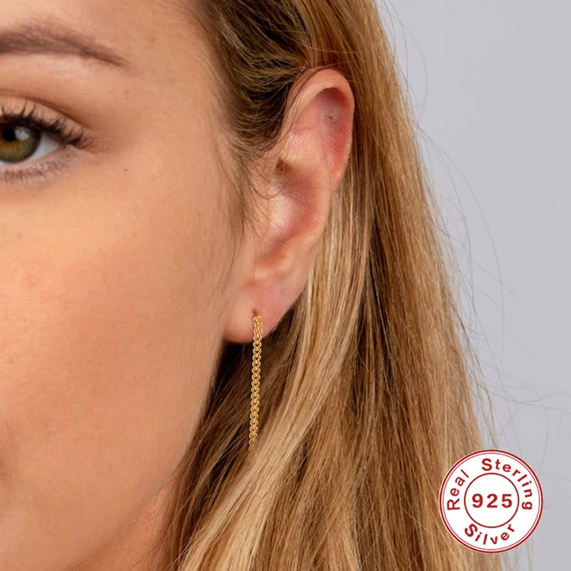 

VINY Silver 925 Jewelry Earrings For Women 2021 Trend Brinco Prata Round Chain Clip Earring Gold/Silver Jewelry Gift