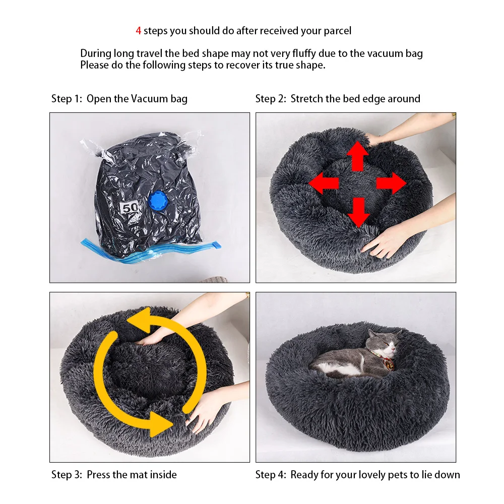 Круглые плюшевые кровати для кошек мягкие теплые зимние круглые маленьких