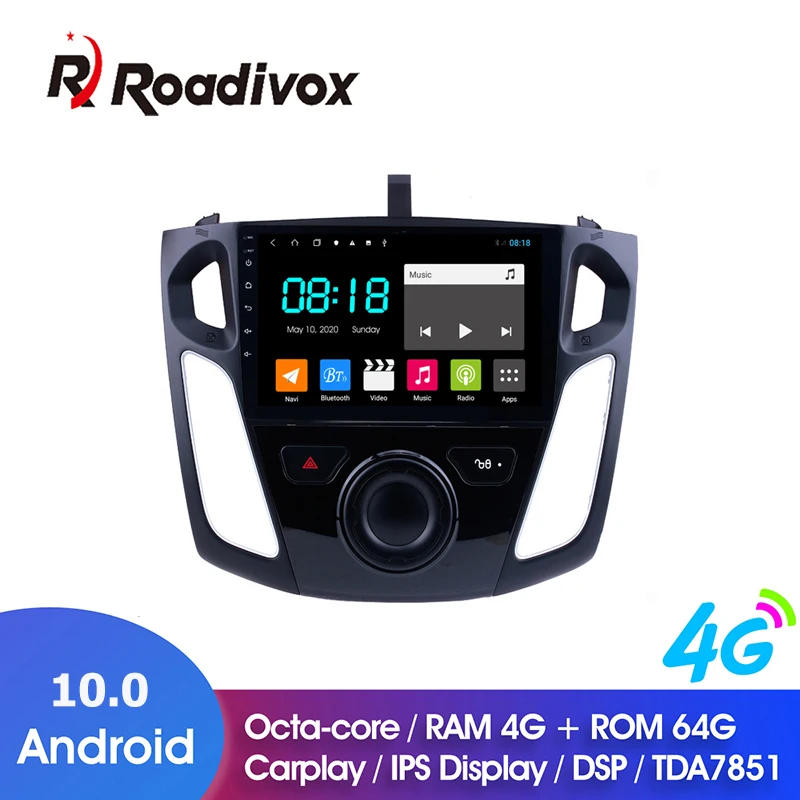 9 &quotAndroid 10 0 Оперативная память 4G Встроенная 64G автомобильный DVD для Ford Focus 2012 2015