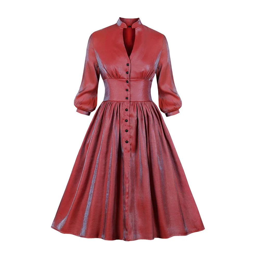 Женское винтажное вечернее платье миди элегантное в стиле ретро с v образным