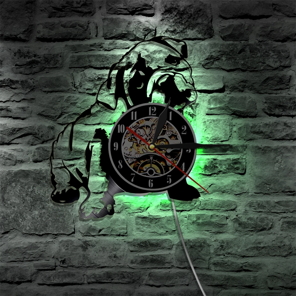 Настенные часы Bulldog с лазерной гравировкой виниловая пластина подарок для