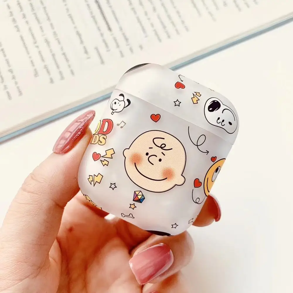Мультяшный Матовый Жесткий чехол, силиконовый наушник для Apple, AirPods 1/2, беспроводной bluetooth чехол для гарнитуры