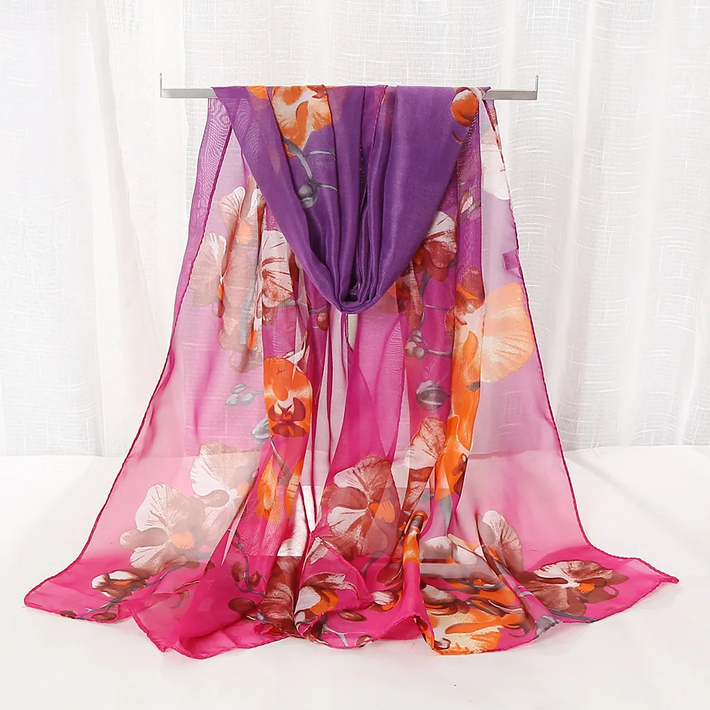 Шелковый шарф с цветочным принтом в стиле ретро на шею винтажный Модный женский