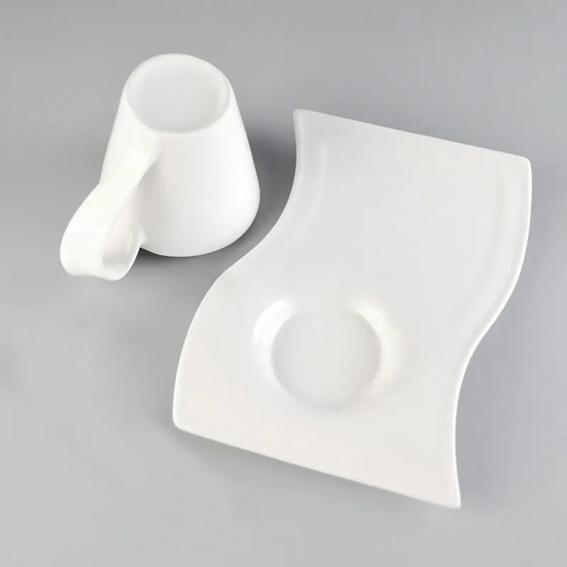 Керамическая кофейная кружка OBR 200 мл креативные кружки в форме волны и с подносом