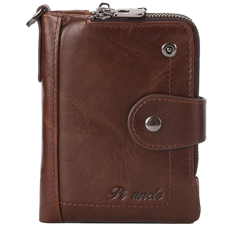 Мужской кошелек из кожи PI UNCLE короткий ультратонкий женский клатч с двойной