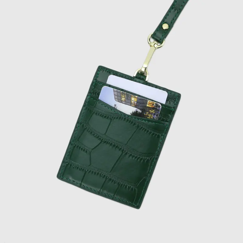 Dark Green Новинка, тисненая крокодиловая кожа, ремешок, держатель для карт для мужчин и женщин, ID держатель для карт, кожа, с монограммой, с буквами - Цвет: Dark Green
