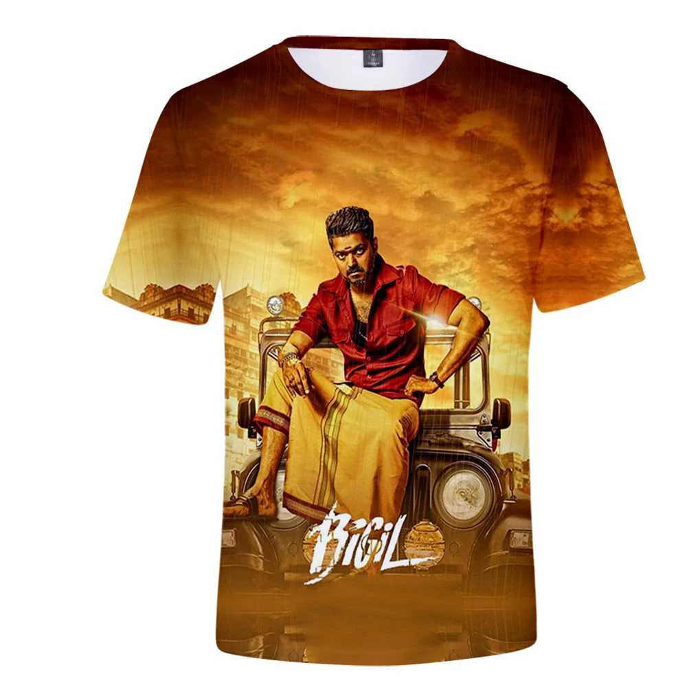 2019 Новинка индийский фильм бигил 3D футболка главный герой Виджай принт короткий