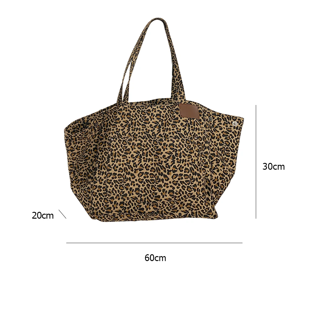 

Lady Large Capacity Shoulder Bags Youth Ladies Simple Versatile Square Bag Fashion Leopard Canvas Top-handle Totes Handbags 2021