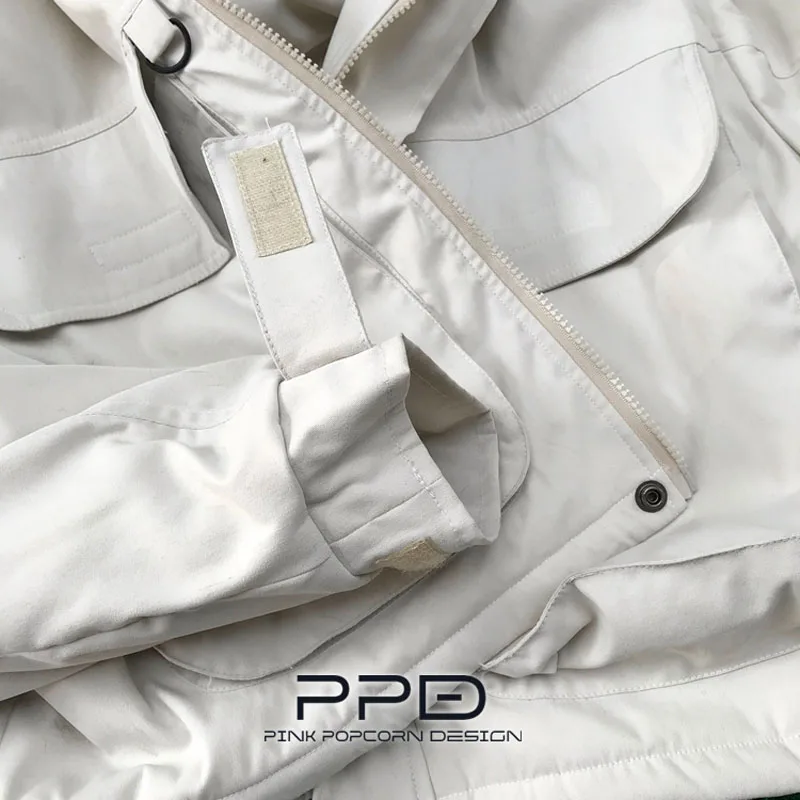 Street Big Pocket Tooling Reflective Strip Short Drawstring Wear Cotton Jacket Coat | Женская одежда