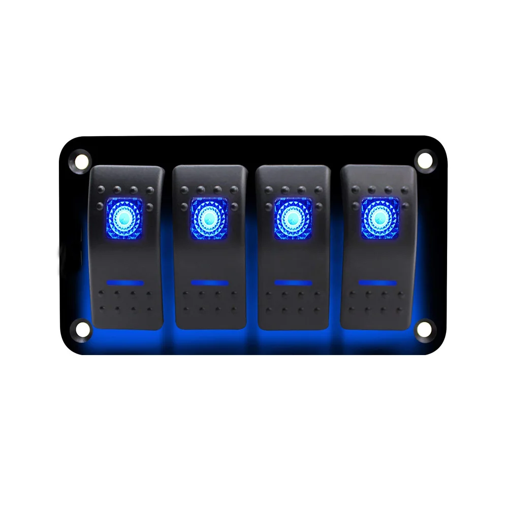 

4 Gang Dual LED Marine Boat Rocker Switch Panel for Truck Boat Car Switch Panel Lighter Socket Circuit Breaker High Quality &New