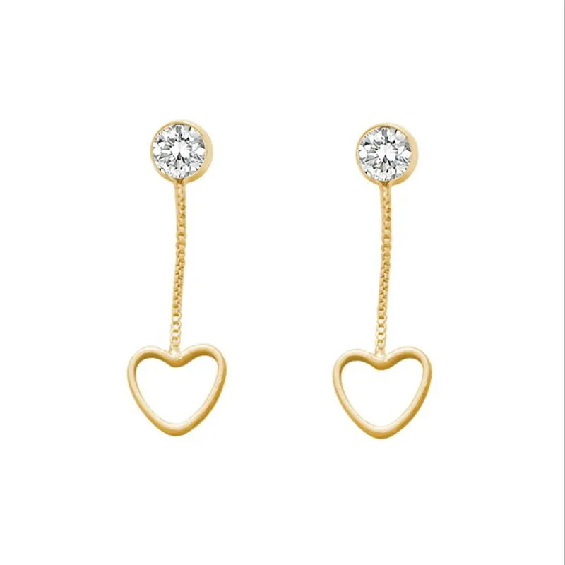 Милые серьги с кисточками в форме сердца элегантный дамский кристалл золотые