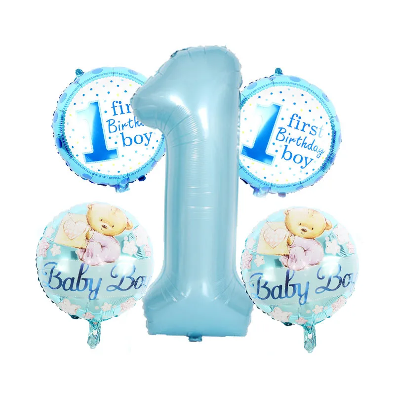 5pcs1st. boy set4 5 шт./лот, Детские фольгированные воздушные шары, гелиевые шары для мальчиков и девочек, для дня рождения, вечеринки, девичьи украшения, air balao, Классические игрушки - Цвет: 5pcs1st. boy set4