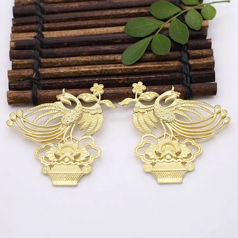 10 пар Латунные Литые цветы Феникса восточные украшения шармы с тиснением DIY для