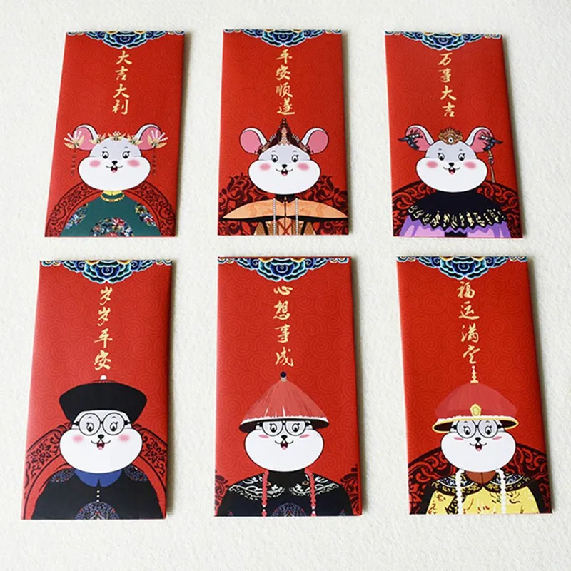 6 шт./компл. 2020 китайский новый год красный цвет выпуска крысиных пакетов|Бумажные