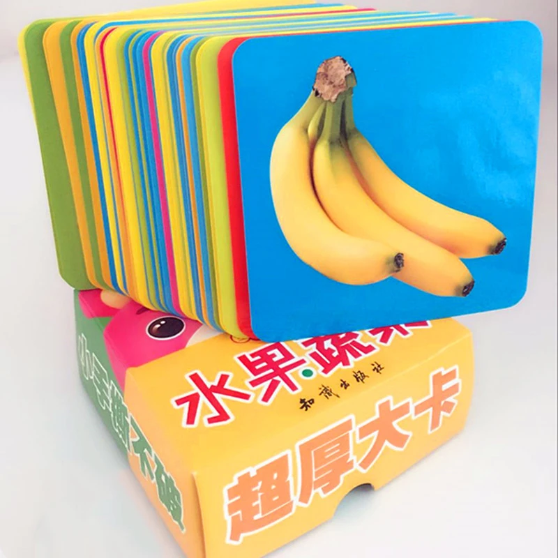 

Children Early Education Learning Cards Fruit Vegetable Animal Book with Chinese Pinyin English Pictures Gift Cards for kids