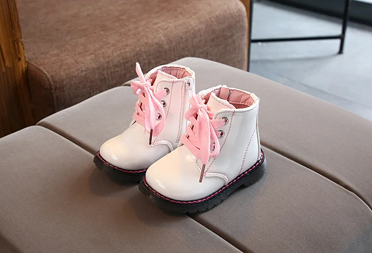 JUSTSL Autumn Winter Children's Martin Boots Girls Boys Short Boots Baby Kids Plus Velvet Waterproof Cotton Shoes